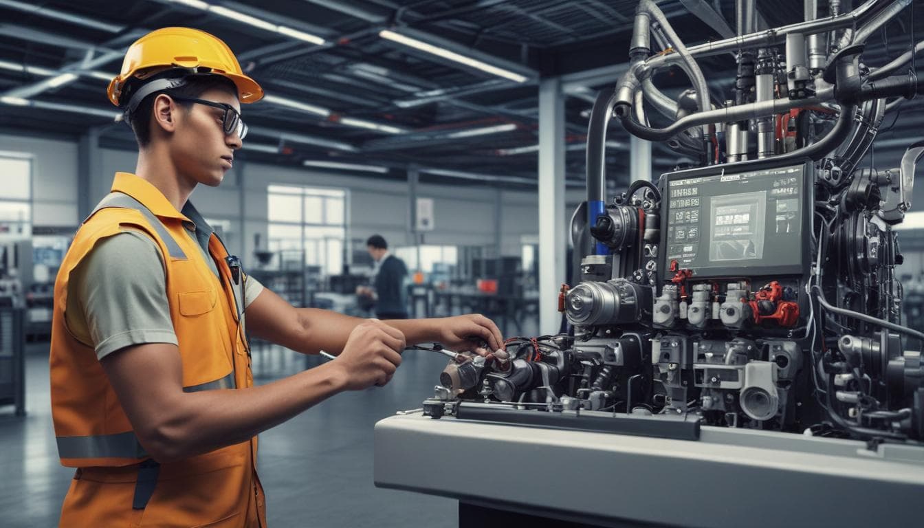 Imagem de um técnico em treinamento usando um simulador de RA