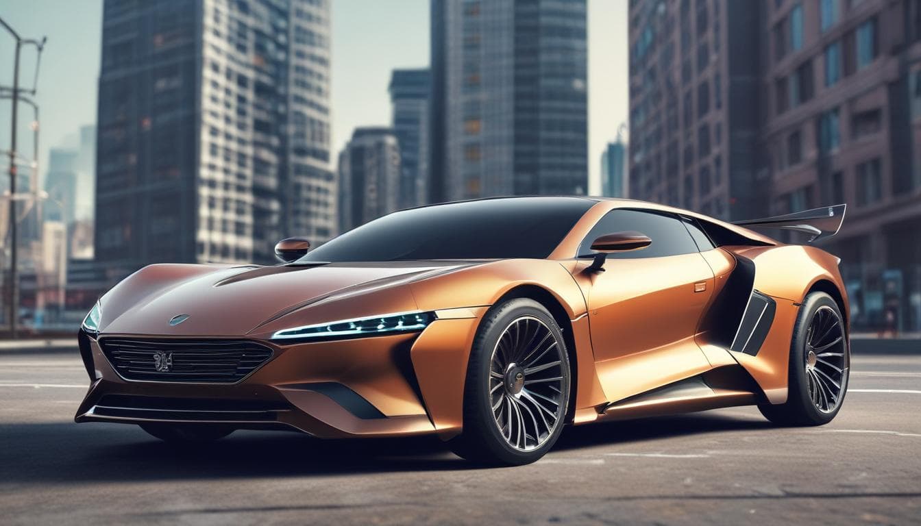 Imagem futurista de um carro com interface de RA