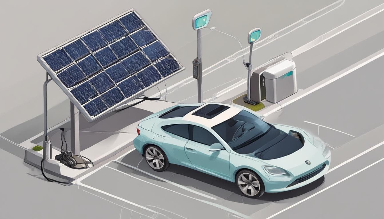 Imagem: Ilustração de um sistema de carregamento inteligente com painéis solares