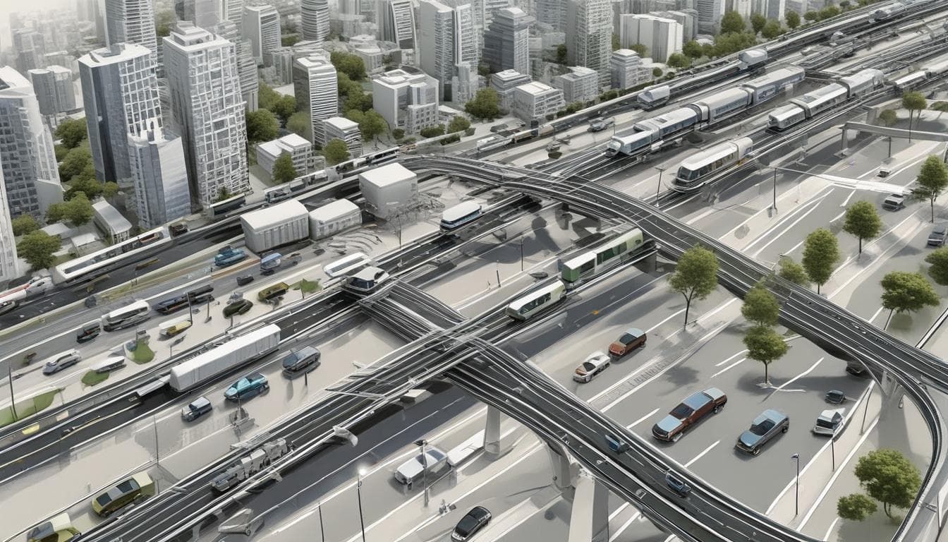 Imagem: Projeto de uma cidade inteligente com infraestrutura para VEs e transporte público integrado