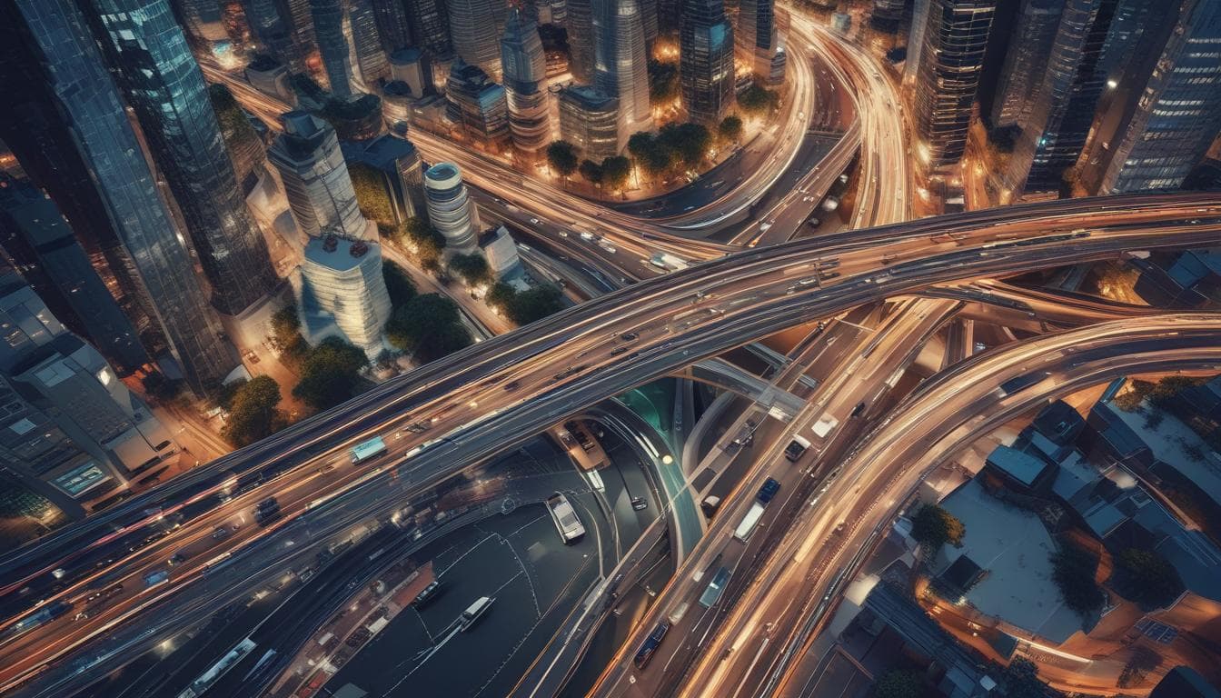 Alt text: Simulation of quantum-optimized traffic flow in a city