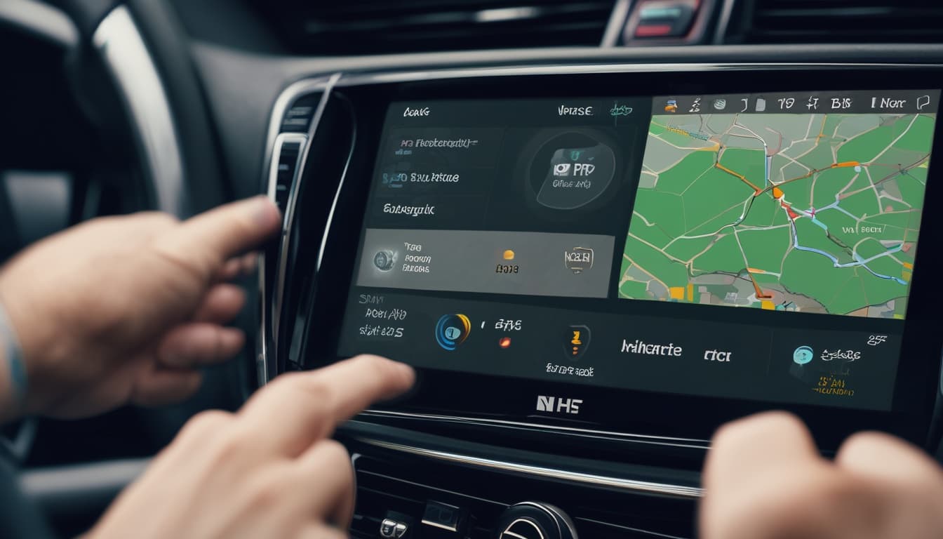 Bild: Personalisiertes In-Car Commerce Dashboard auf einem Infotainment-Bildschirm mit individuellen Angeboten