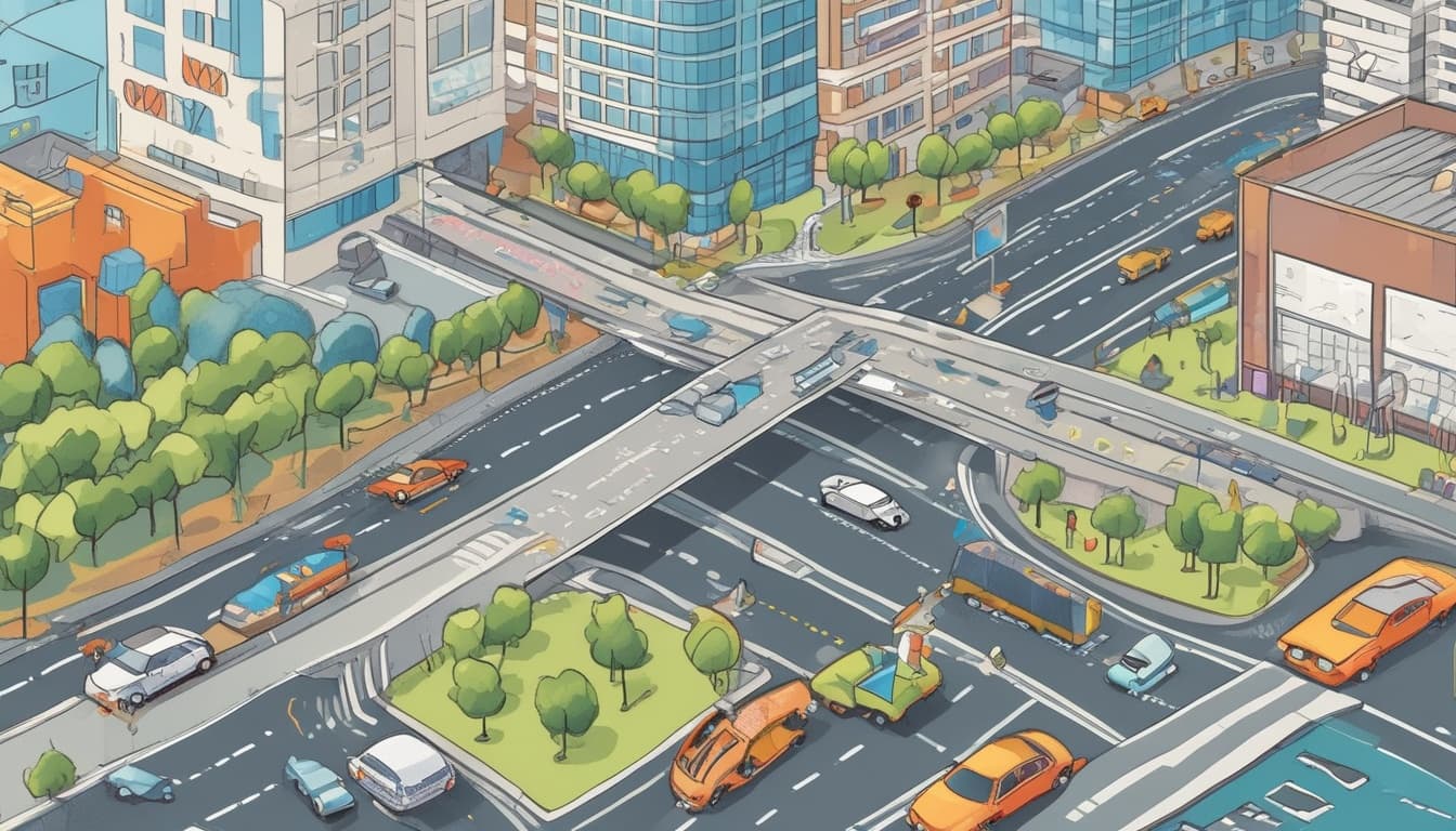 Infographic showing V2X enhancing autonomous driving scenarios