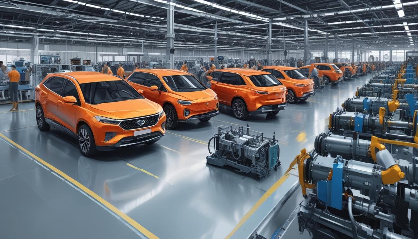 Alt text: Цифровой двойник производственной линии автомобилей