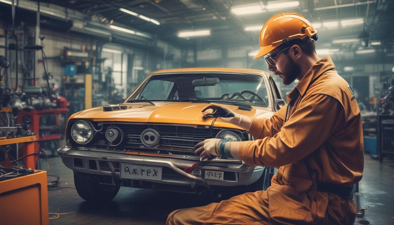 Imagem de um técnico usando RA para reparar um carro