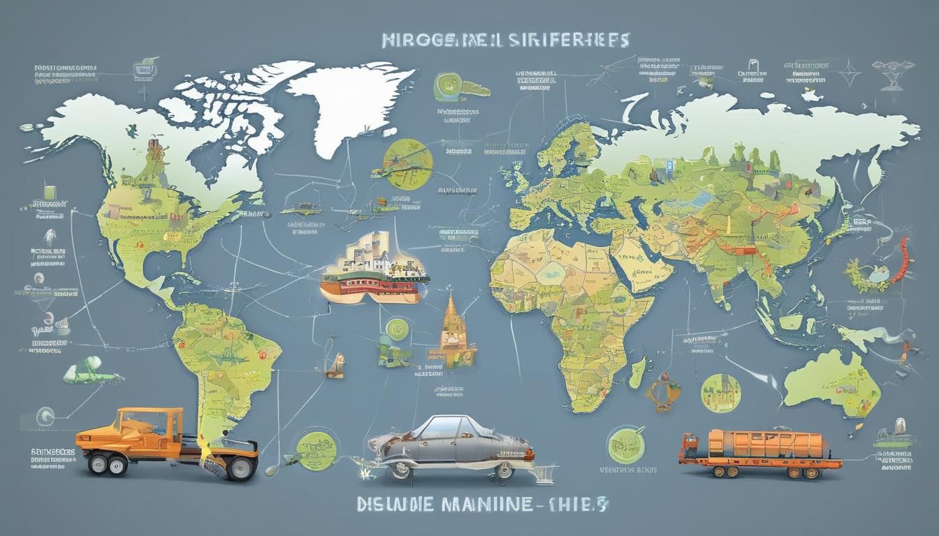Bild: Globale Lieferkette mit Verbindungen zwischen Kontinenten