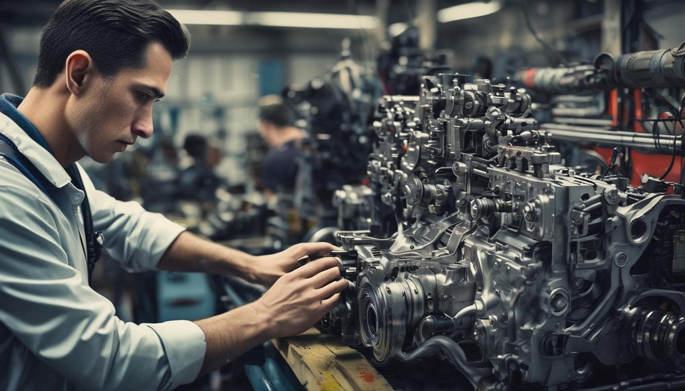 Imagen: Técnico utilizando AR para reparar un motor
