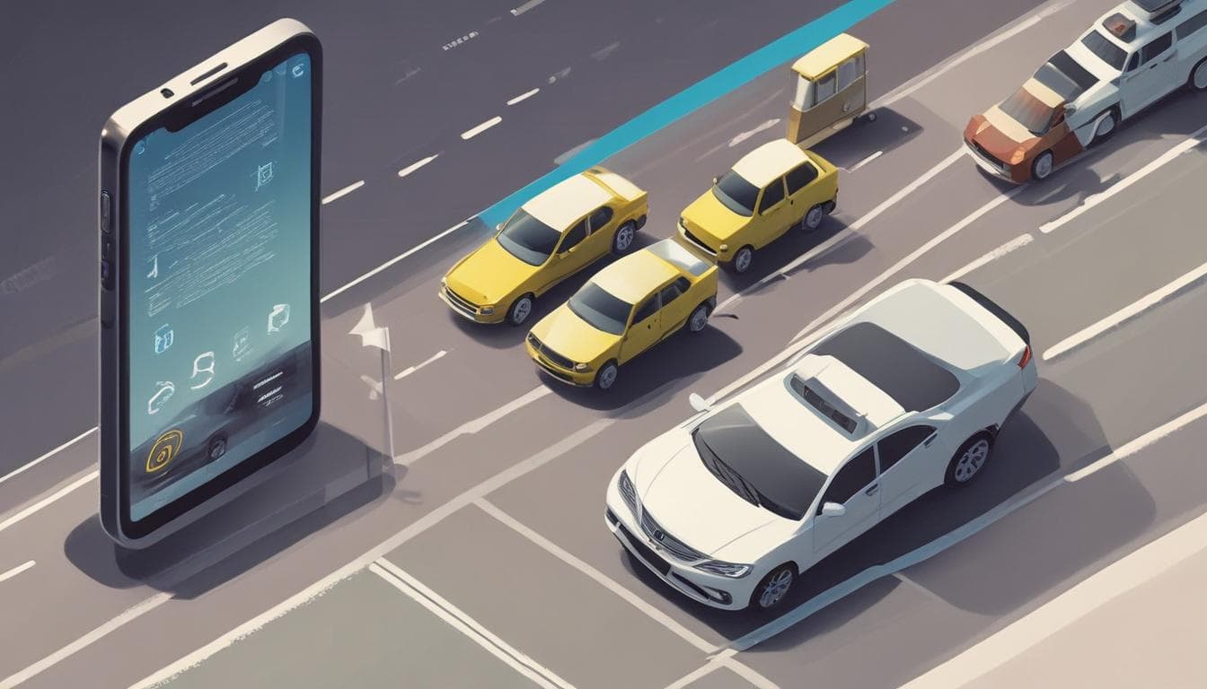 Imagem de um aplicativo de celular para compartilhamento de veículos.