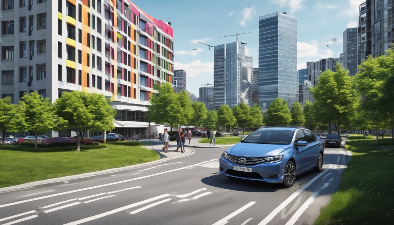 Autonomes Fahrzeug in einer komplexen städtischen Umgebung