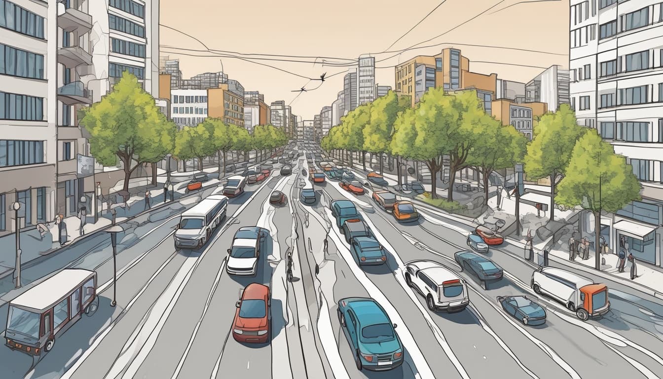 Verschiedene Mikromobilitätsoptionen in einer Stadt
