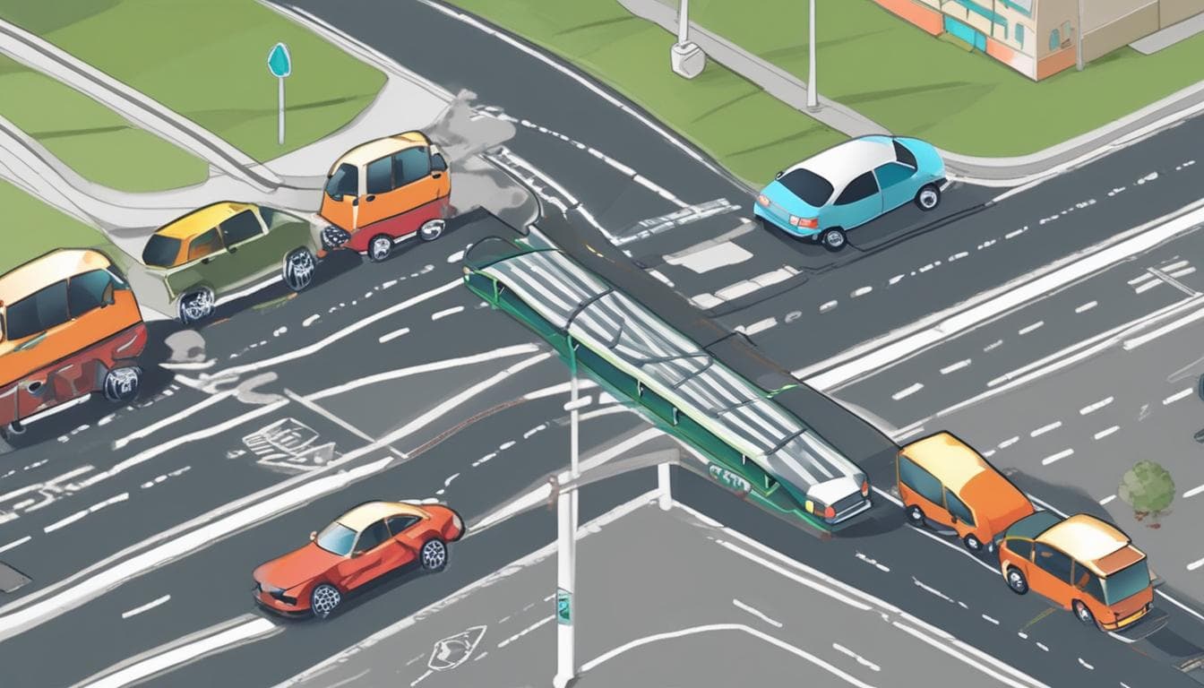 Beispielbild: Illustration der V2X-Kommunikation zwischen Fahrzeugen und Infrastruktur