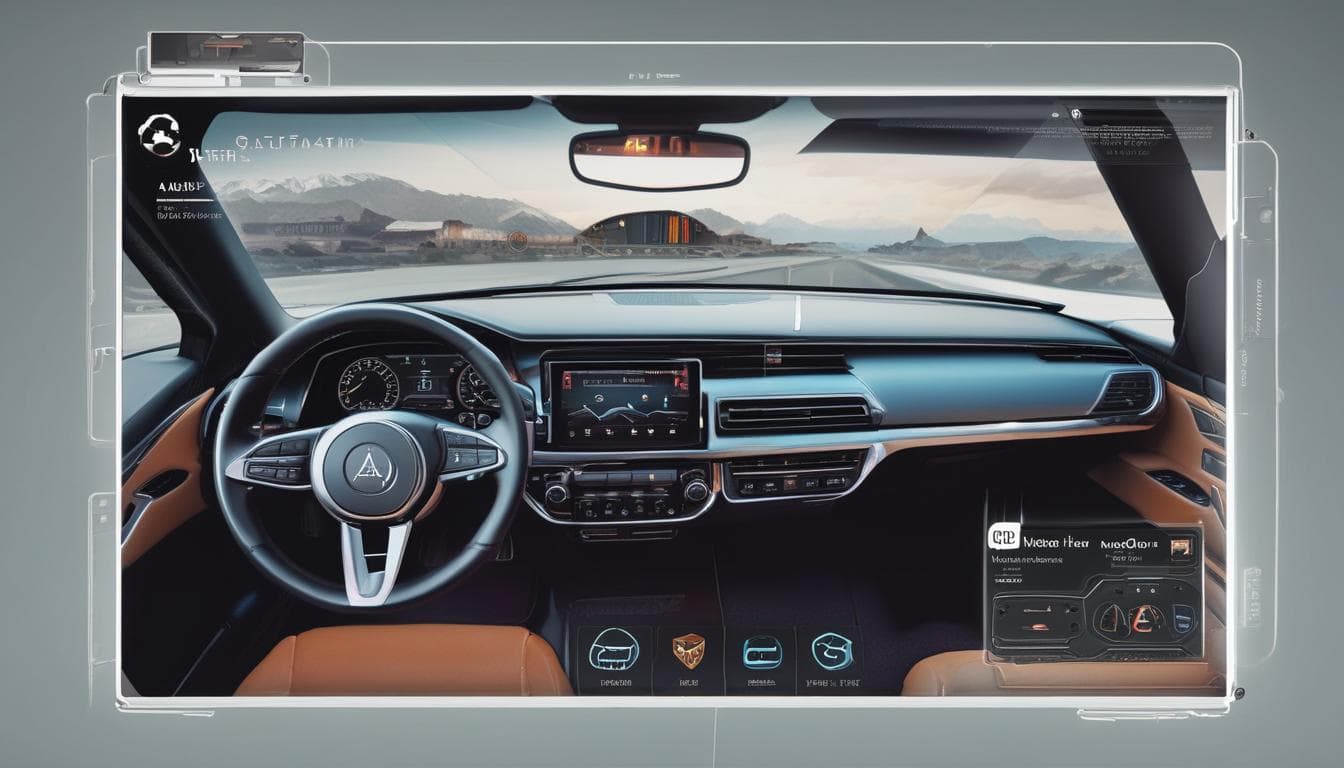 Imagen de un HUD de realidad aumentada mostrando indicaciones de navegación