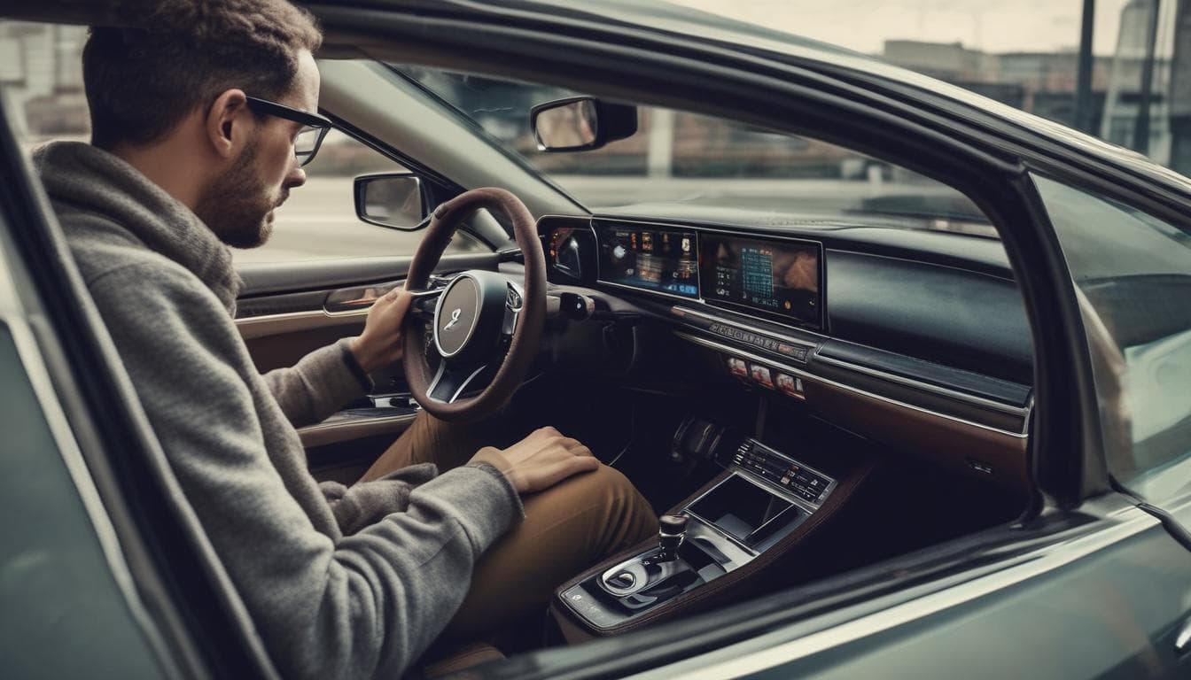 Imagen de un conductor utilizando control por gestos en un coche