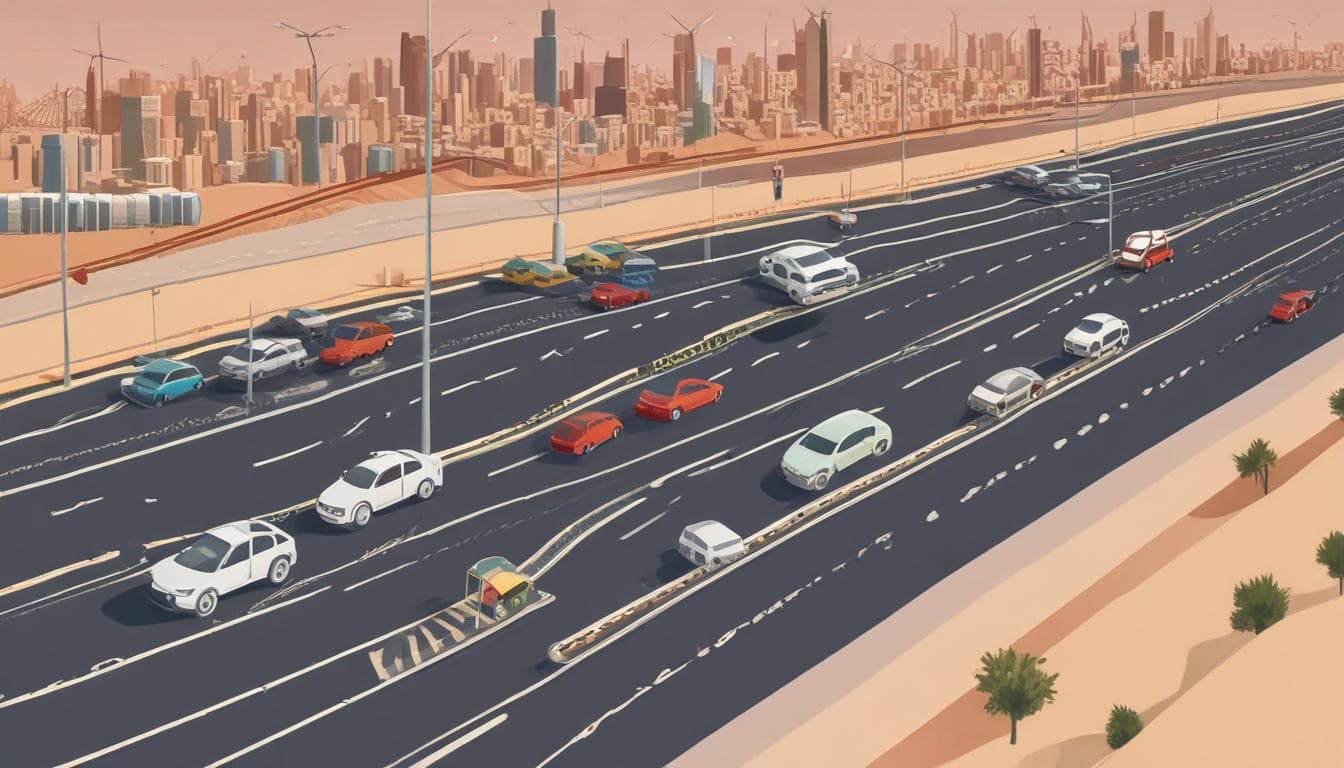 صورة توضح تبادل البيانات بين السيارات والبنية التحتية