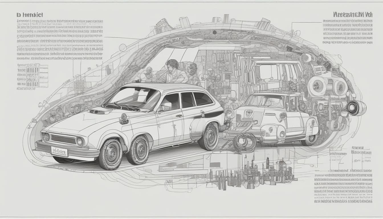 Schéma illustrant l'évolution de la voiture connectée, des premiers systèmes de navigation aux véhicules autonomes