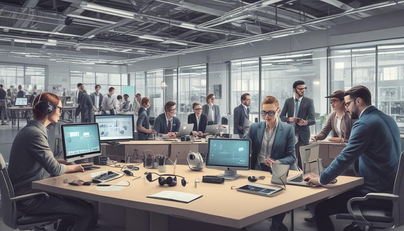 Bild eines Designteams, das in einer virtuellen Umgebung zusammenarbeitet
