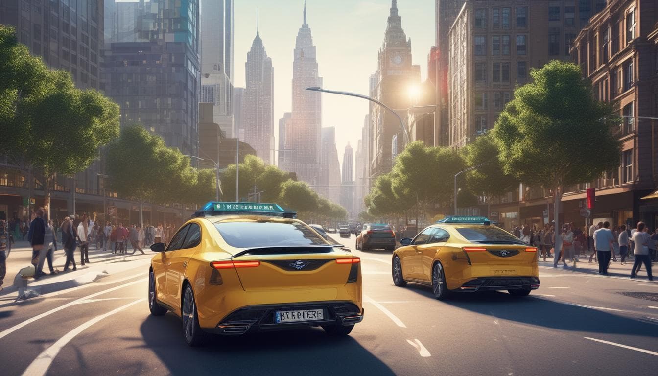 Autonomous ride-sharing vehicle in a city center