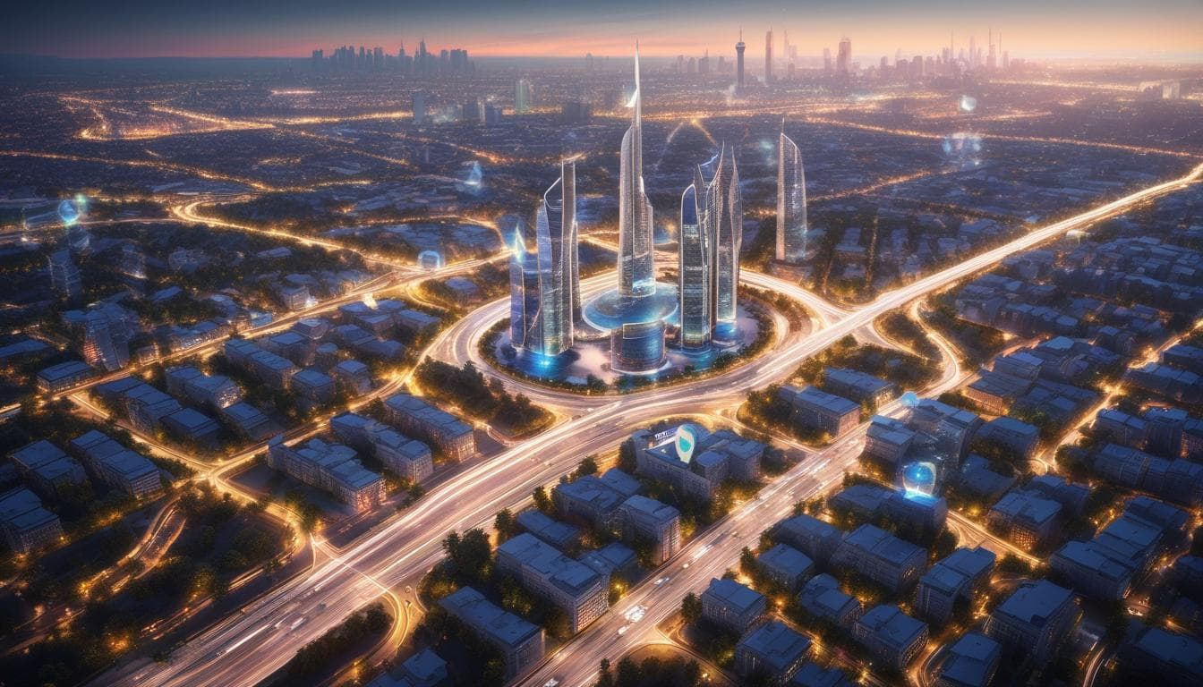Diagramm der 5G-Infrastruktur in modernen Städten