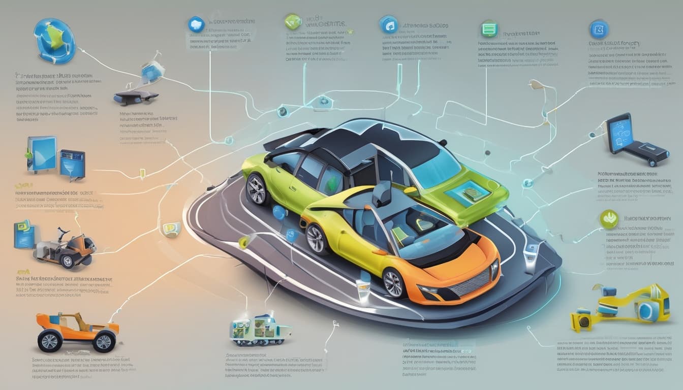 Infografik der V2G-Systemkomponenten und deren Zusammenspiel