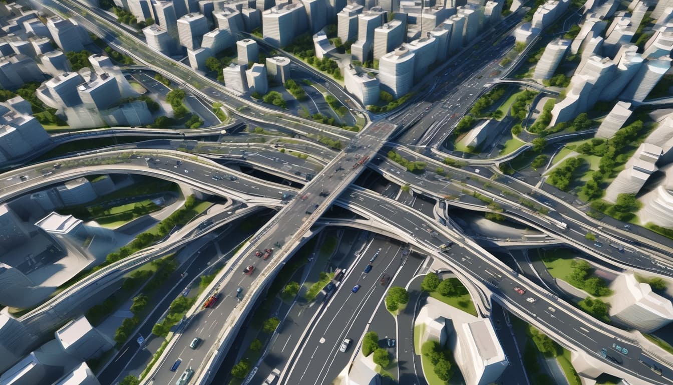 Dashboard di controllo del traffico in una Smart City che mostra flussi e previsioni