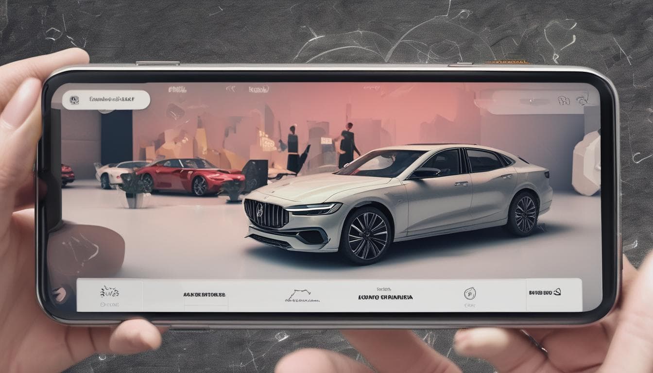 Image: Customer using AR app to explore car features