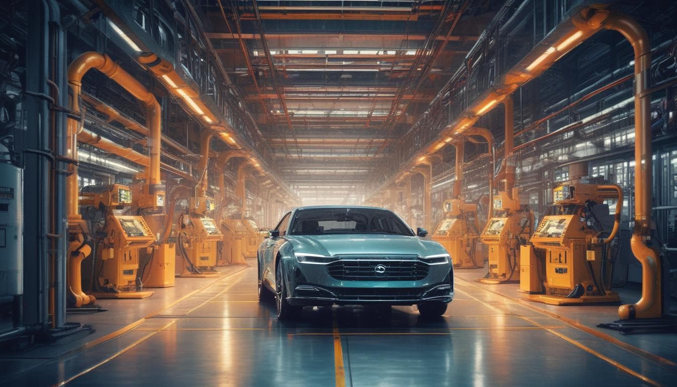 Bild einer vernetzten Automobilfabrik der Zukunft