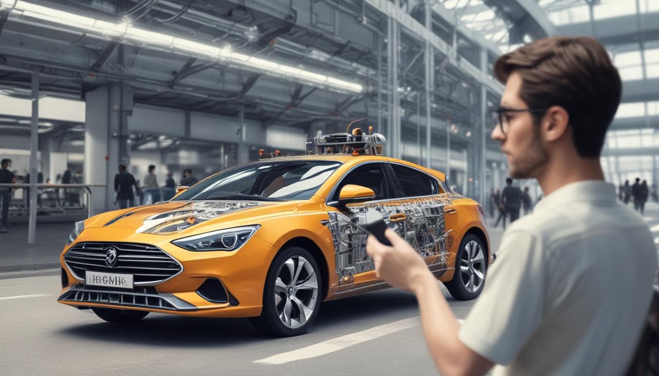 Imagem de um cliente configurando um carro em um tablet