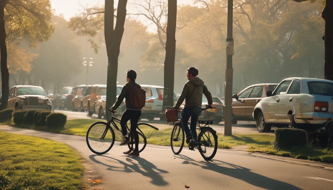 Imagem de pessoas utilizando bicicletas elétricas em um parque