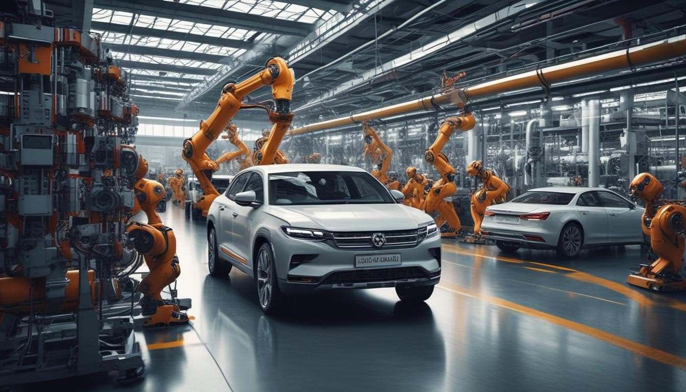 Otomotiv fabrikasında robotlar ve otomasyon