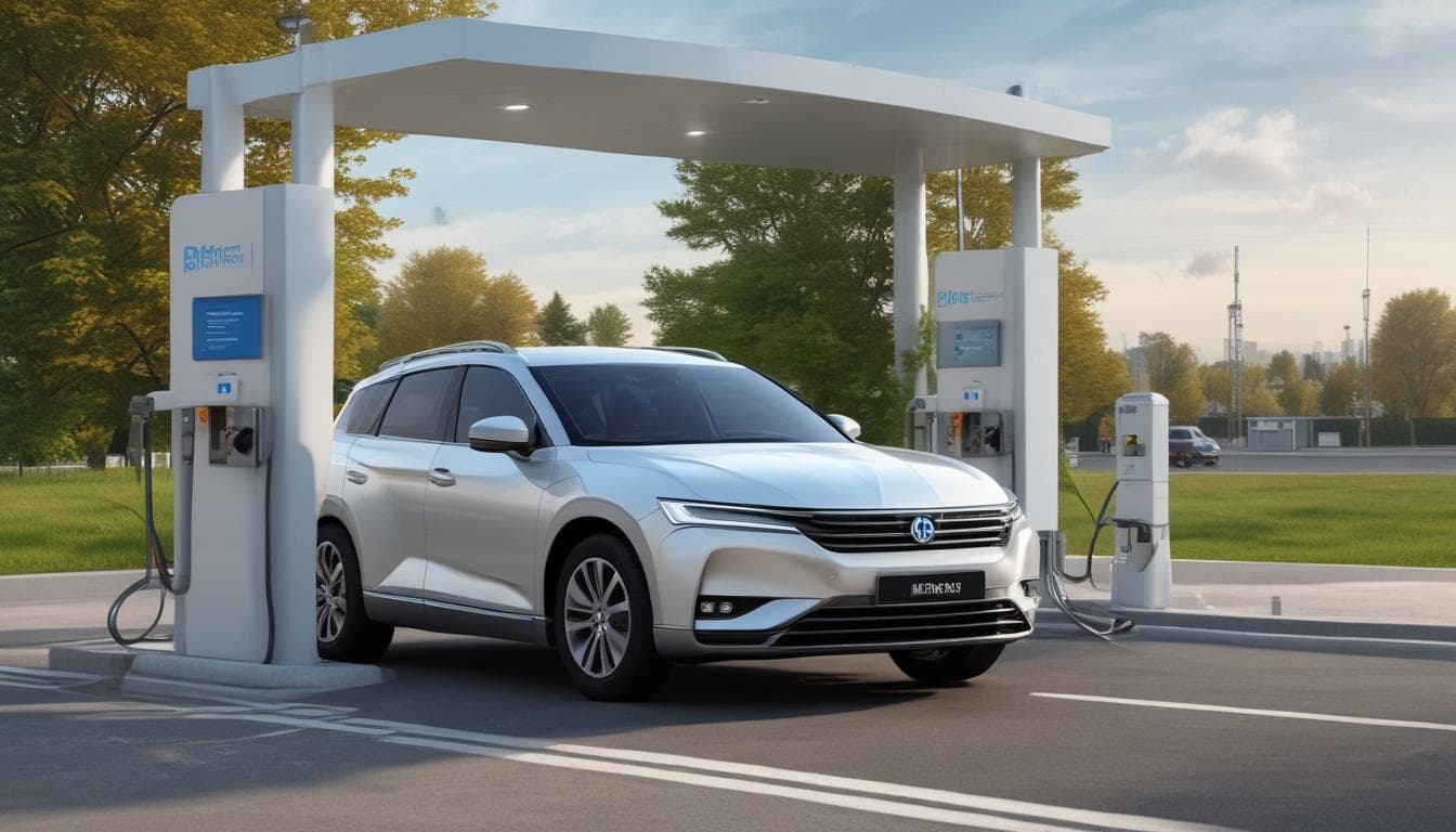 Изображение: Водородный автомобиль на заправочной станции