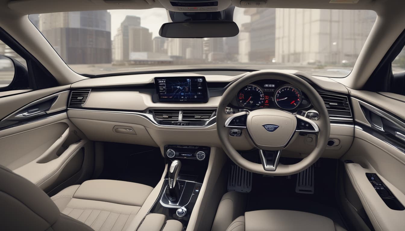 Motorista interagindo com sistema de controle por gestos em um carro moderno