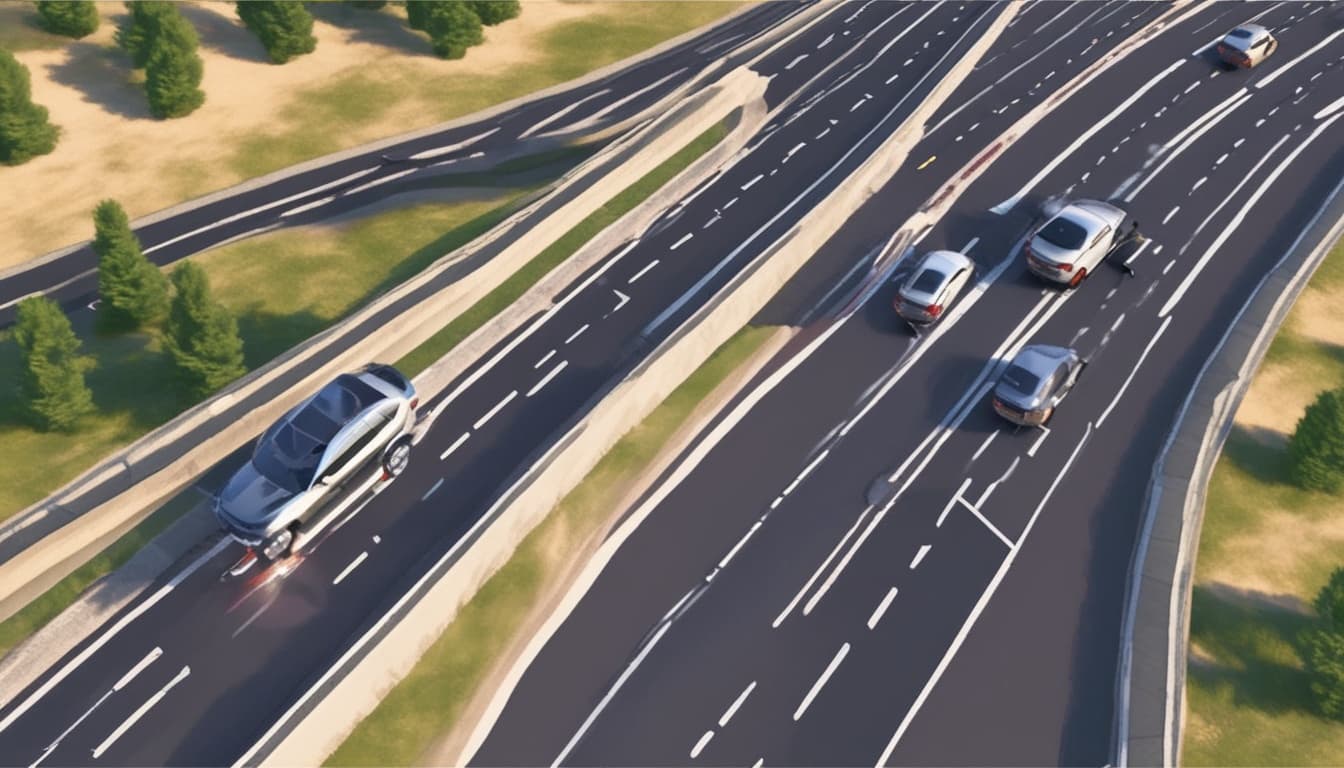 سائق يستخدم نظام مثبت السرعة التكيفي على طريق سريع