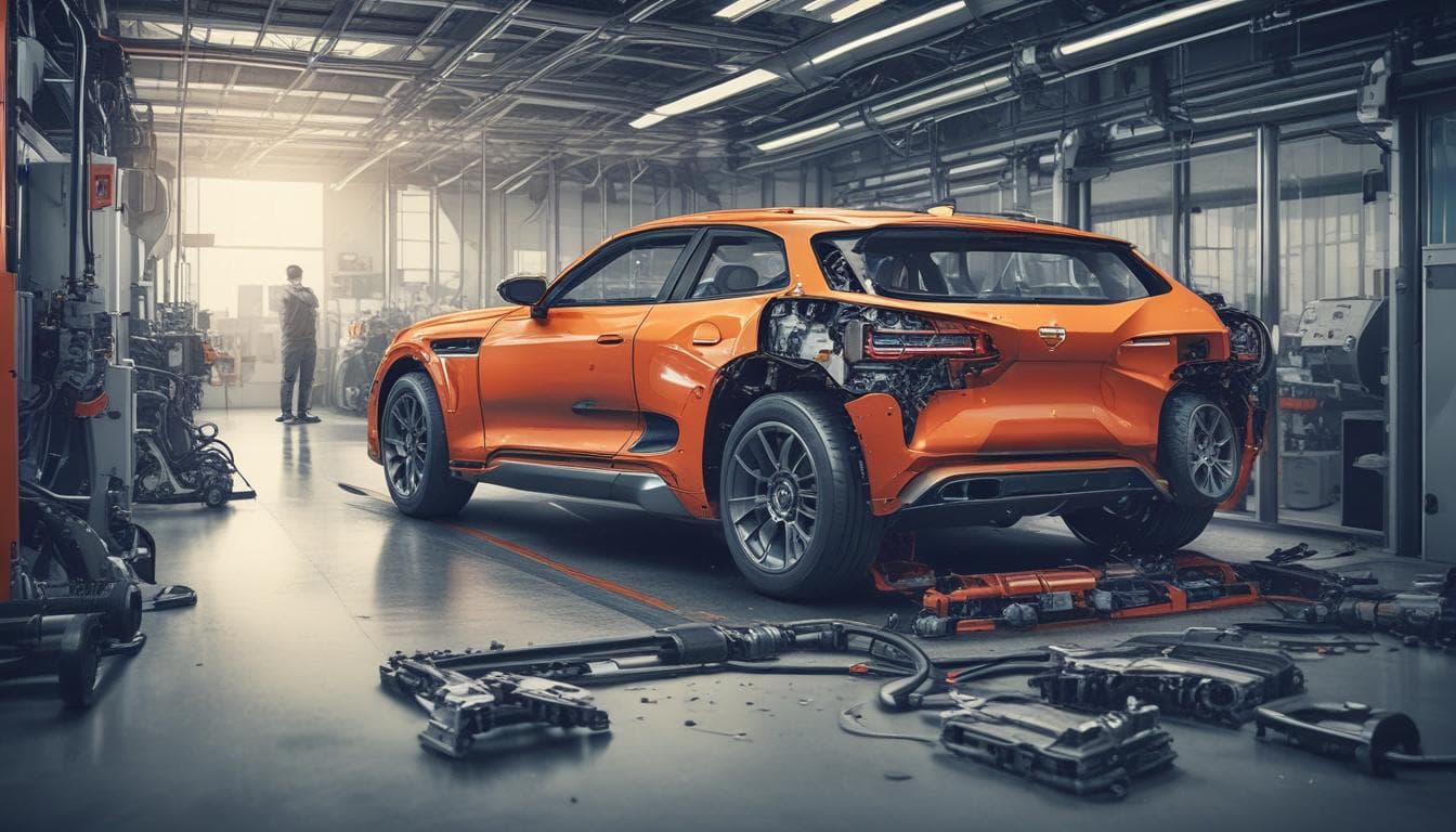 Bild eines KI-Systems, das ein Fahrzeugteil auf Fehler überprüft