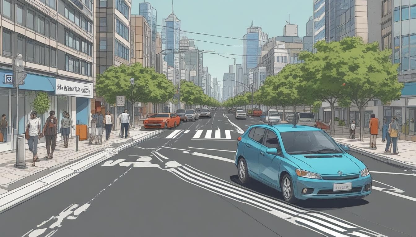 自動運転車とスマートシティの統合を示す図