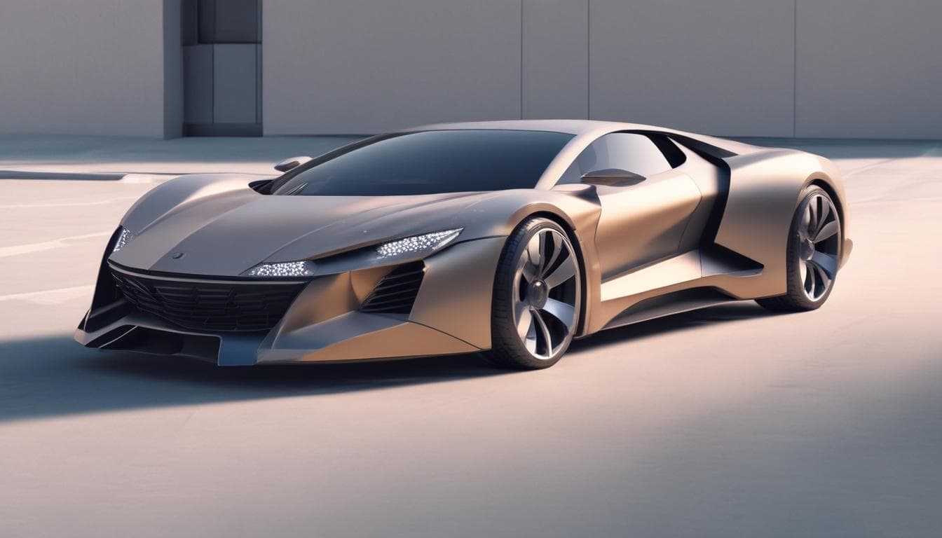 Изображение футуристического автомобиля, разработанного с использованием 3D-печати