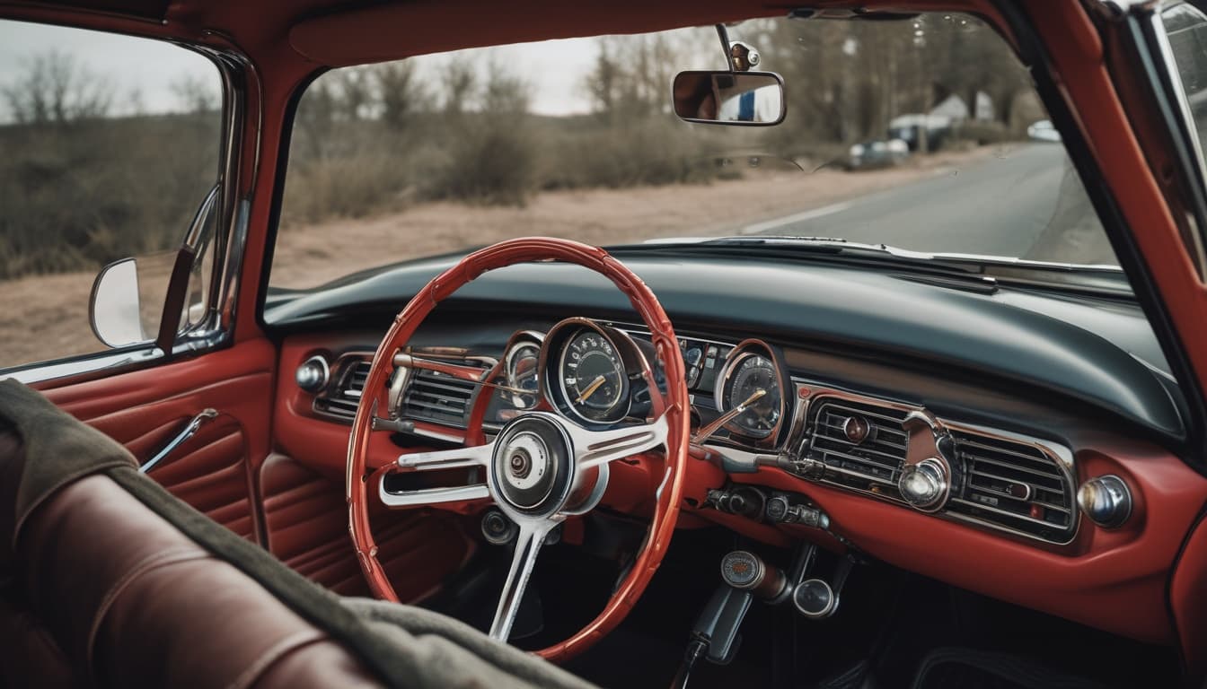 Tableau de bord analogique d'une voiture classique