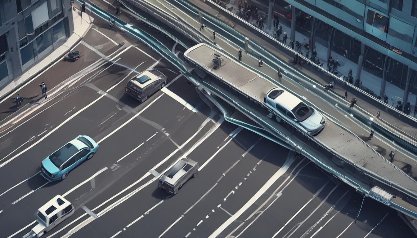 Futuristische Darstellung des Stadtverkehrs mit autonomen Fahrzeugen