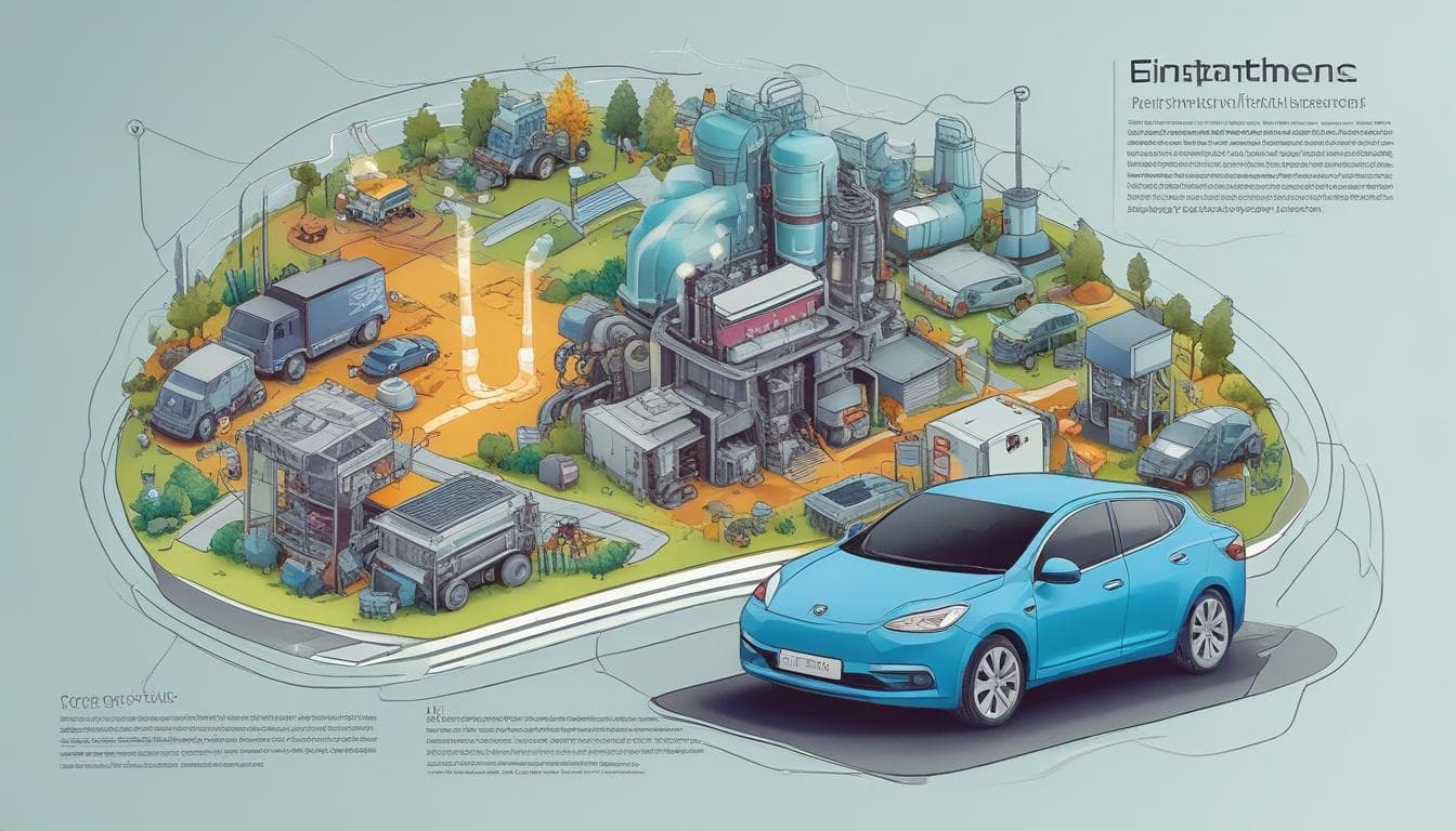 Schéma illustrant le cycle de vie d'un véhicule électrique et le recyclage des composants