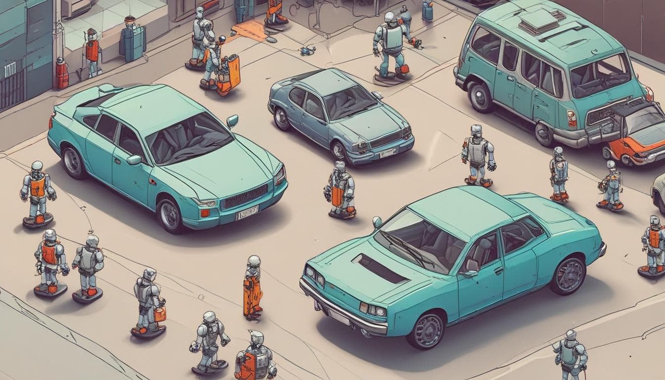 机器人进行汽车装配的图片