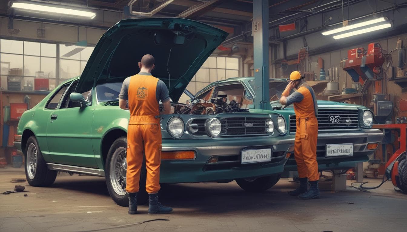 صورة لميكانيكي يقوم بصيانة سيارة