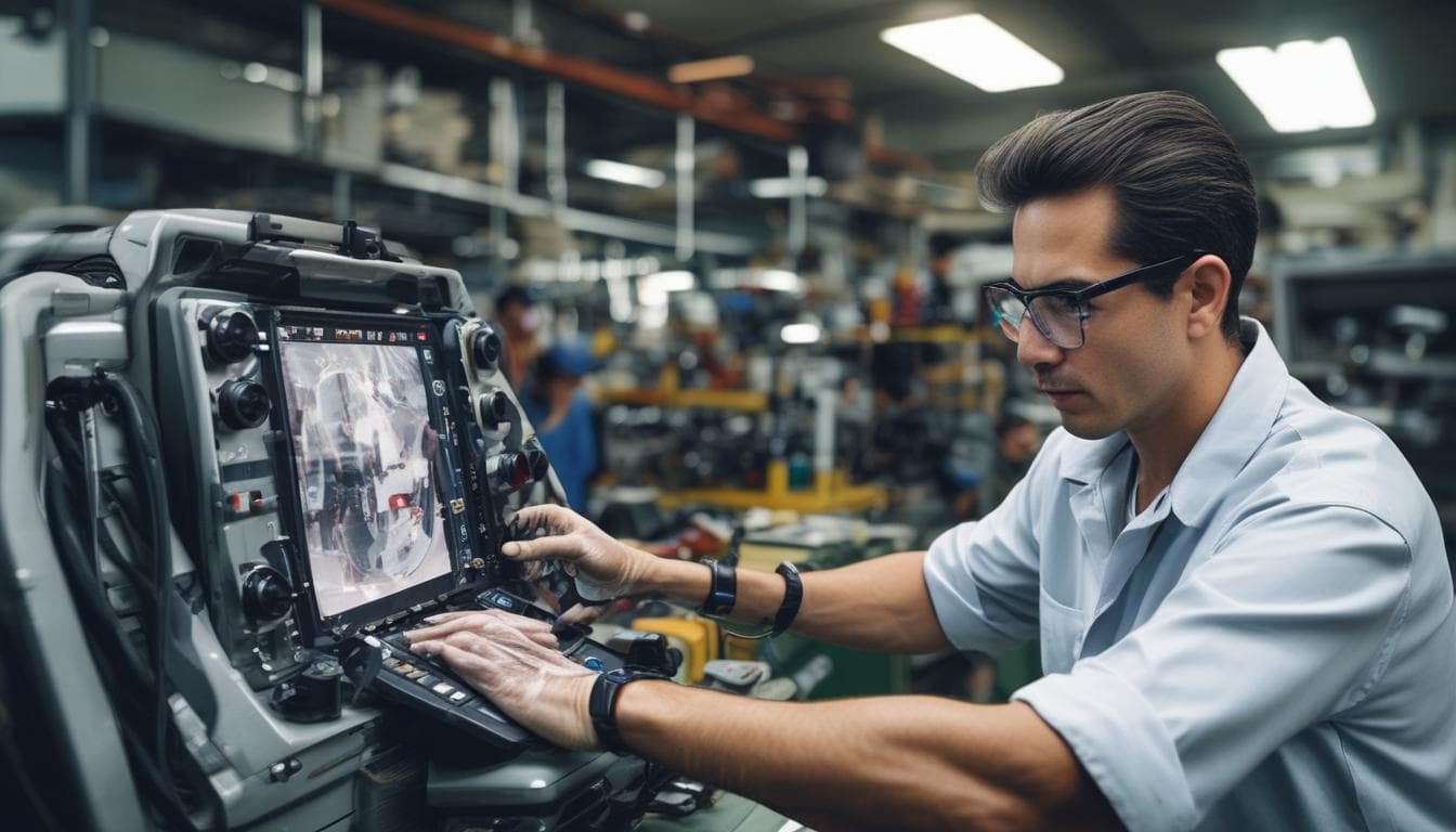 Imagen: Técnico utilizando AR para aprender un procedimiento de reparación