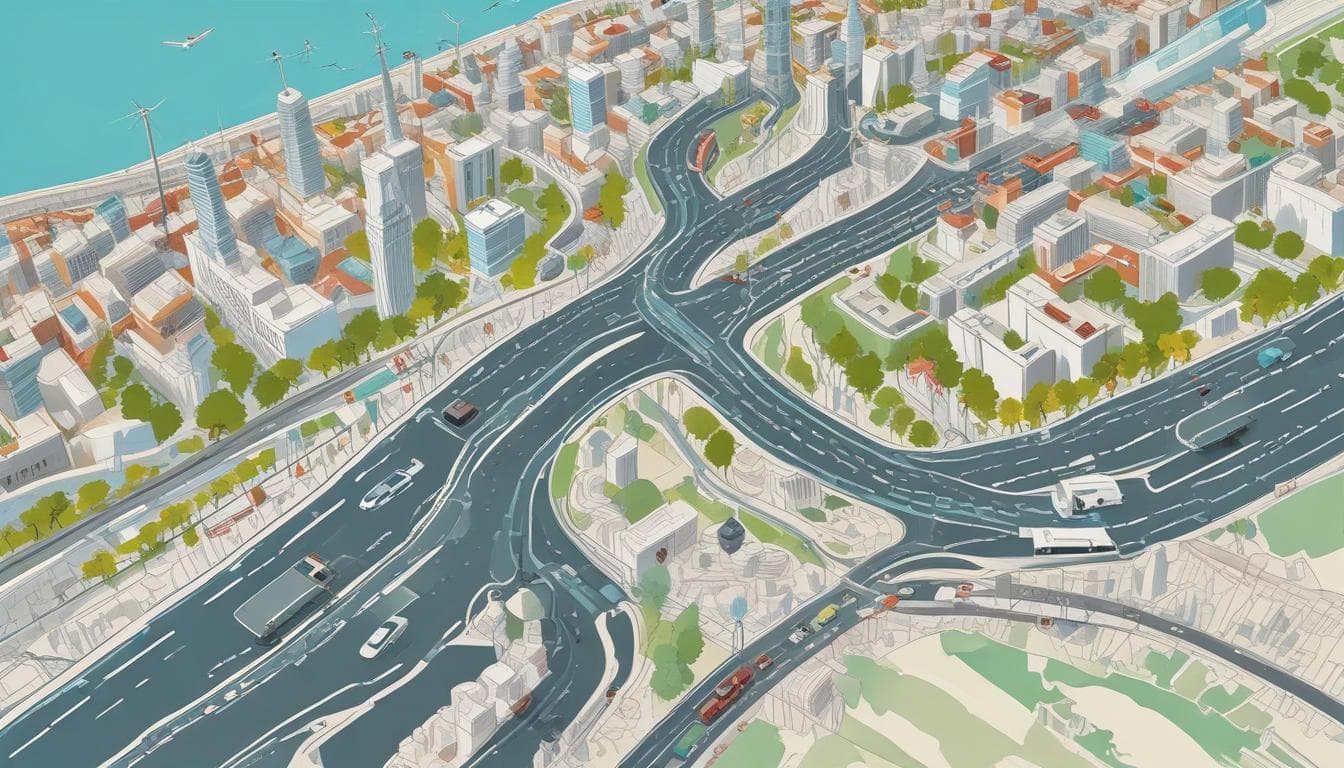 Imagem de um mapa mostrando a distribuição de estações de carregamento em uma cidade.