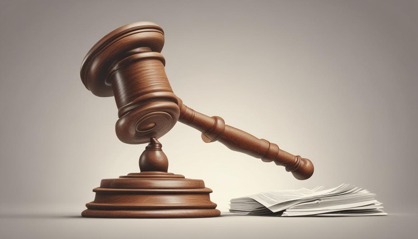 Imagem de um martelo de juiz representando a legislação.