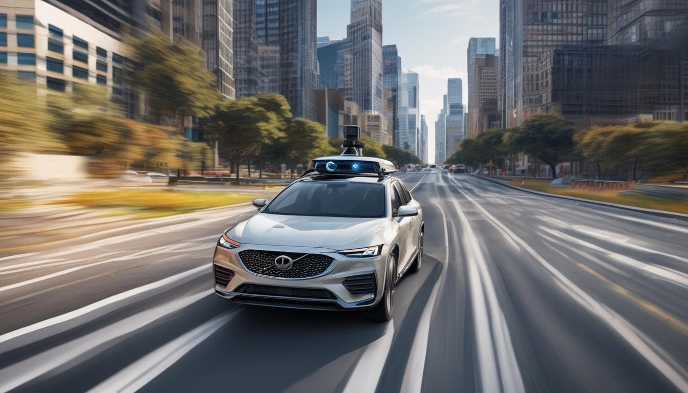 Image: A self-driving car navigating a complex environment