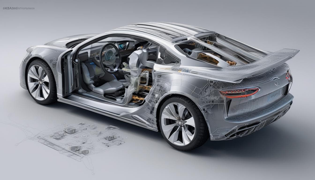 Imagem de uma simulação computacional de um componente automotivo gerado por IA