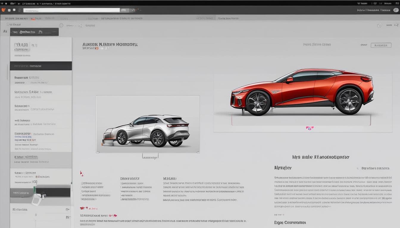 Imagem de um configurador online de veículos mostrando opções de personalização geradas por IA