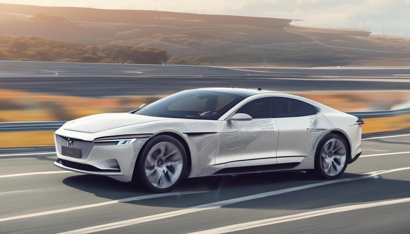 Imagem de um carro autônomo em teste em uma pista de testes