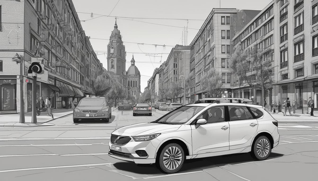 Bild eines autonom fahrenden Fahrzeugs in einer städtischen Umgebung