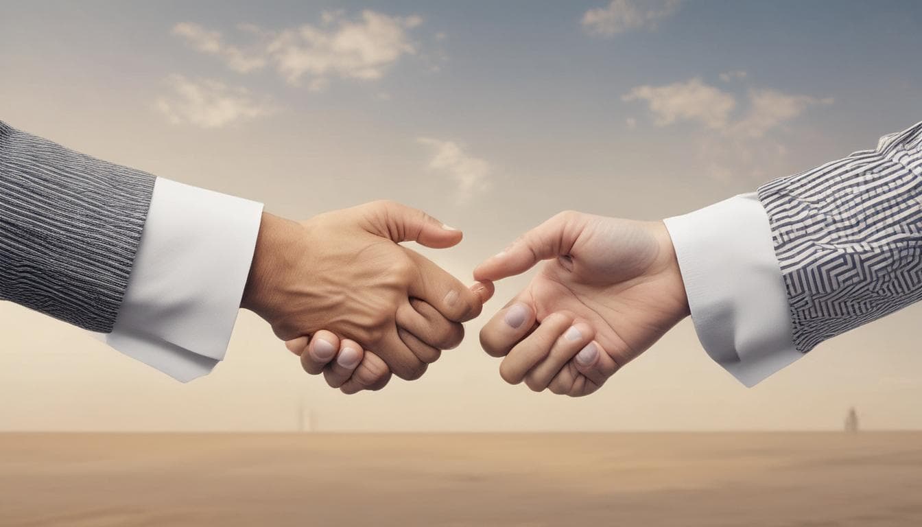 صورة لمصافحة بين مسؤولين من شركتين