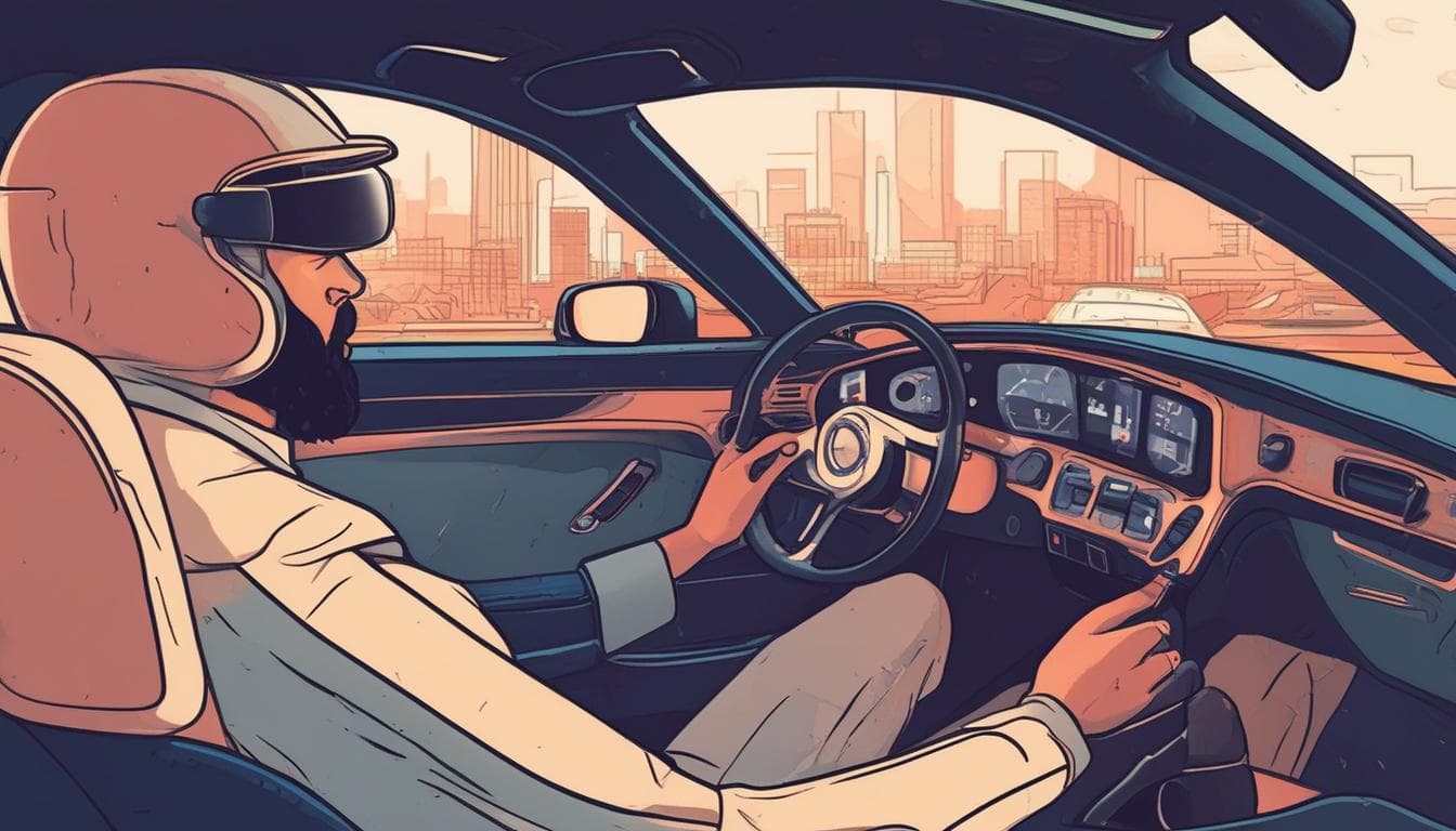 صورة توضح سائقًا يسترخي في سيارة ذاتية القيادة